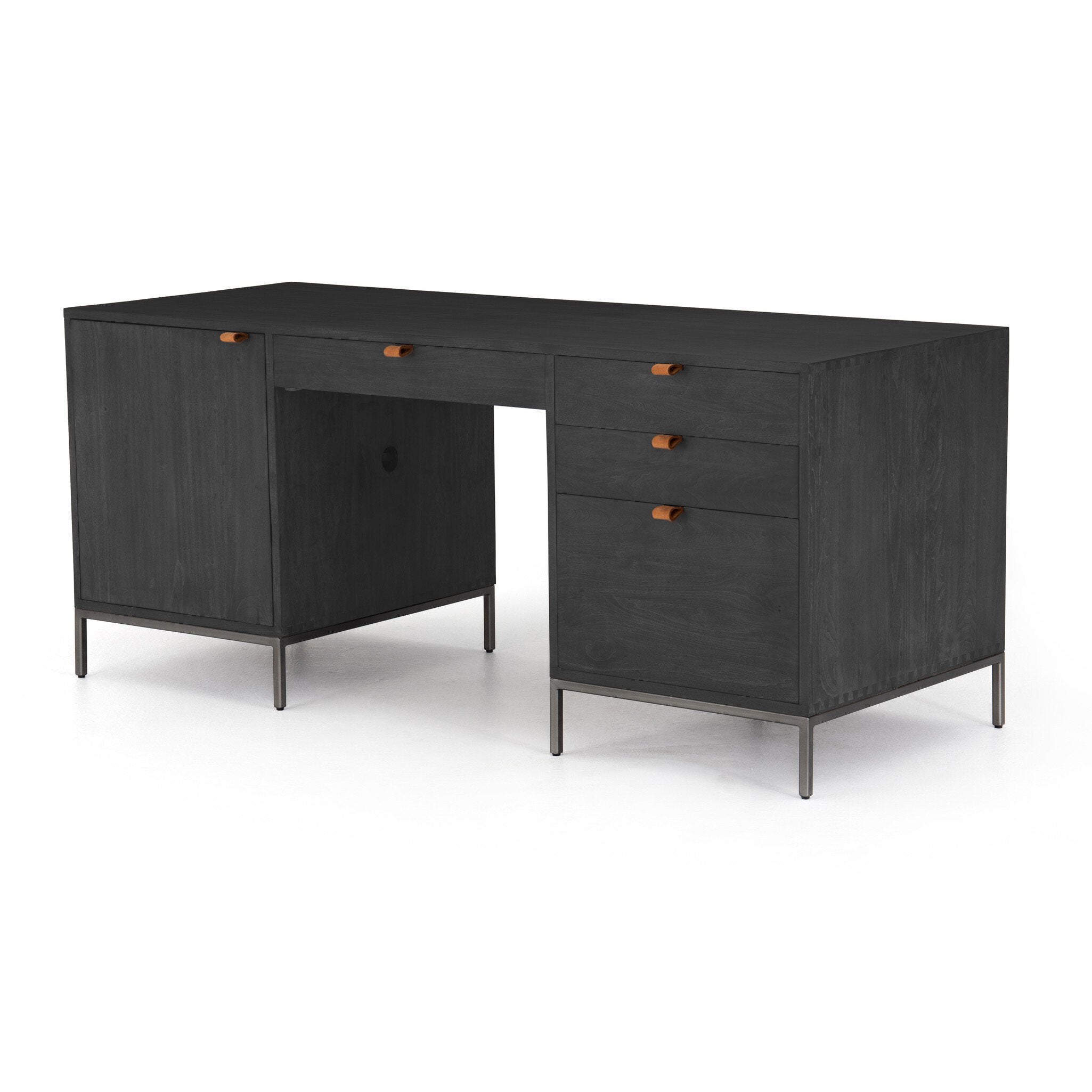Trey Executive Desk - Black Wash Poplar