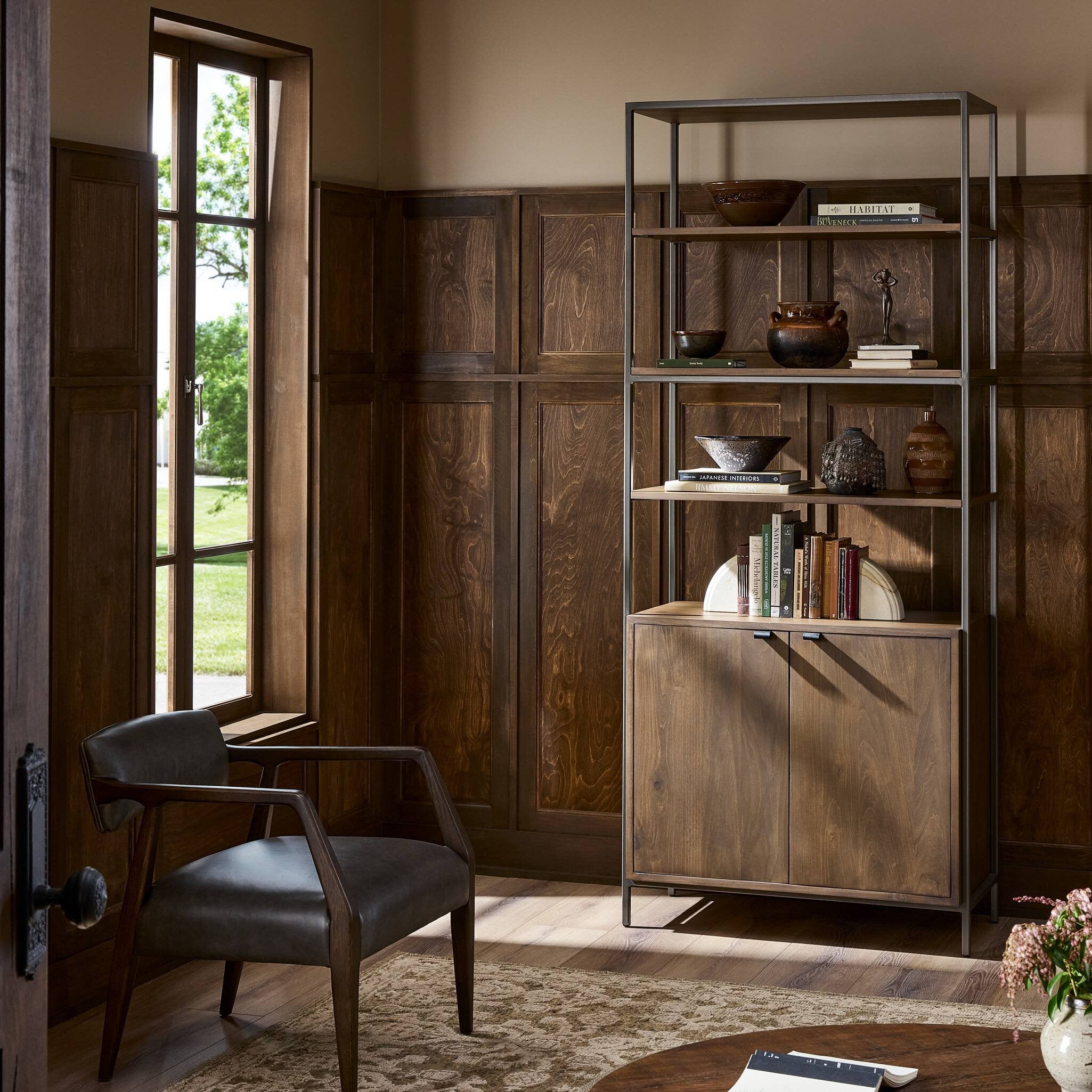 Trey Modular Wide Bookcase - Auburn Poplar