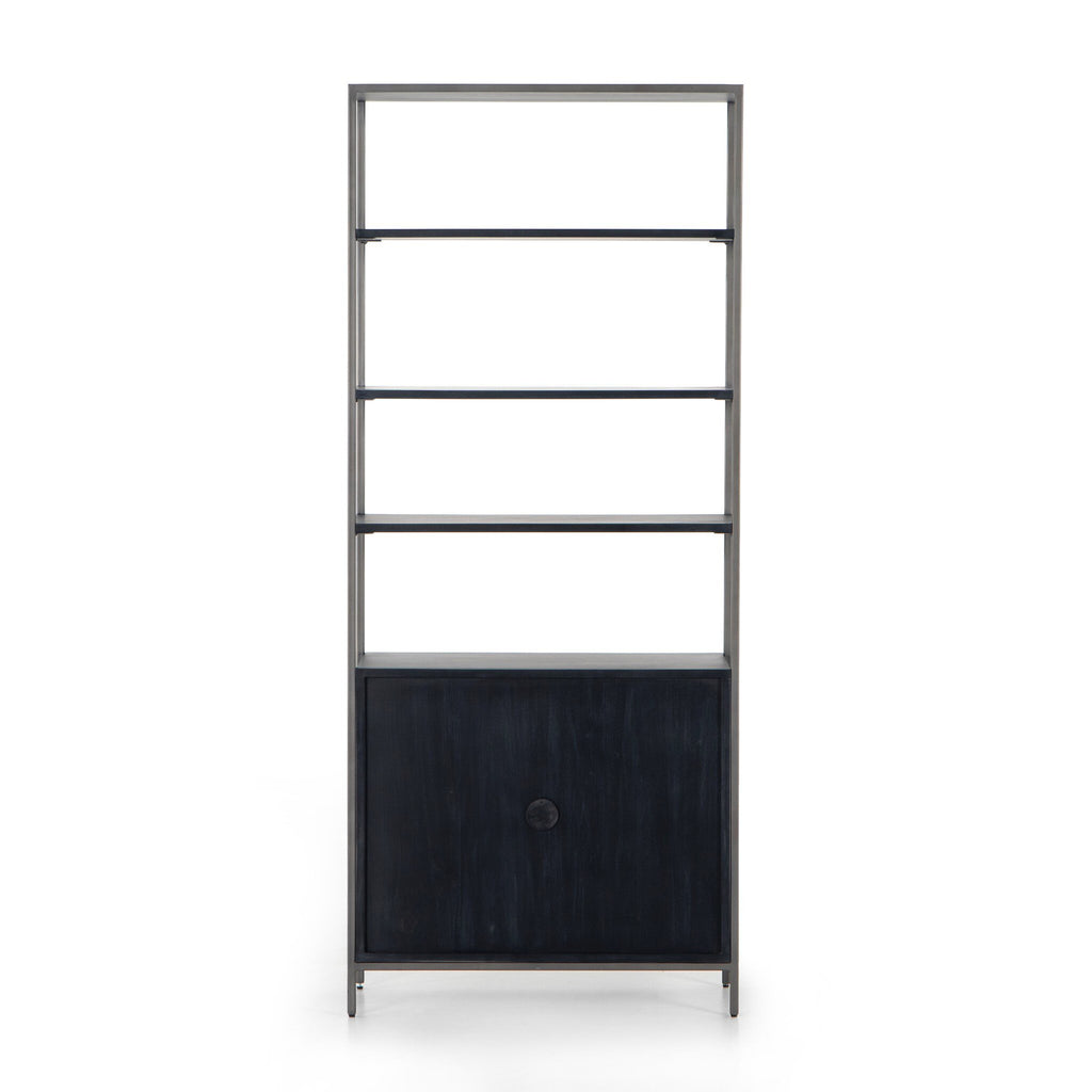 Trey Modular Wide Bookcase - Black Wash Poplar