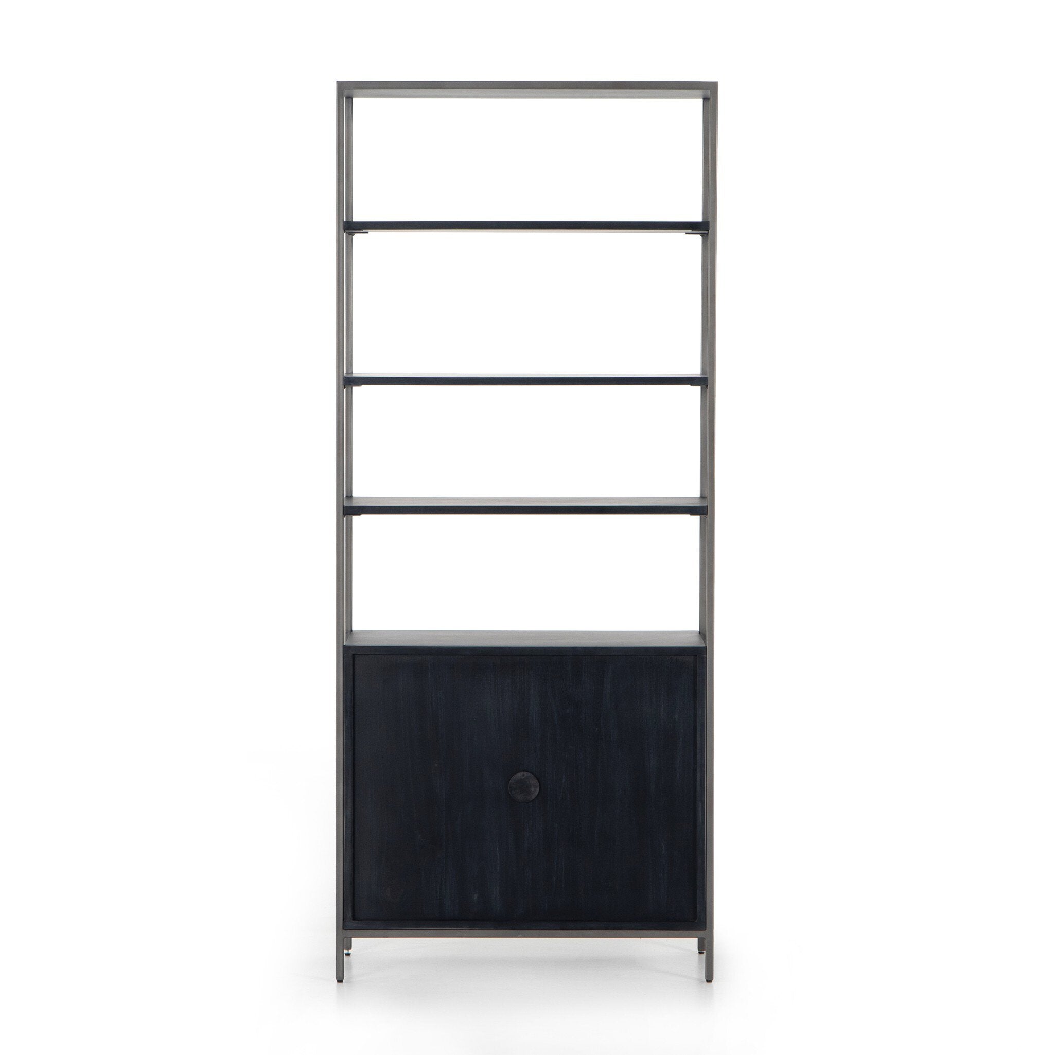 Trey Modular Wide Bookcase - Black Wash Poplar