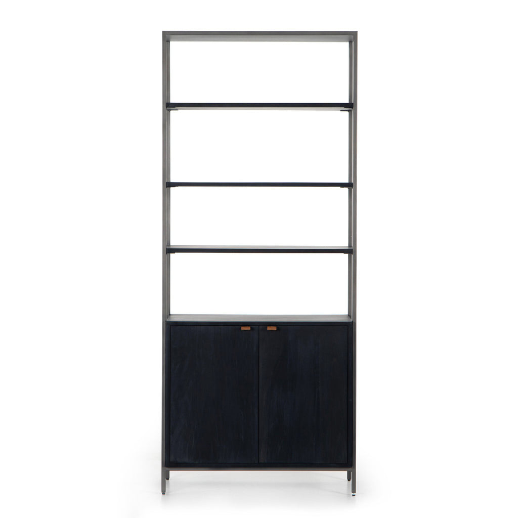 Trey Modular Wide Bookcase - Black Wash Poplar
