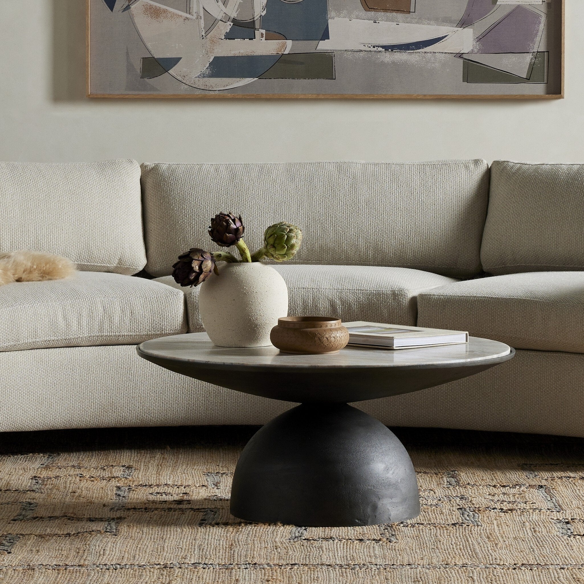 Corbett Coffee Table - Creamy Taupe Marble | Small