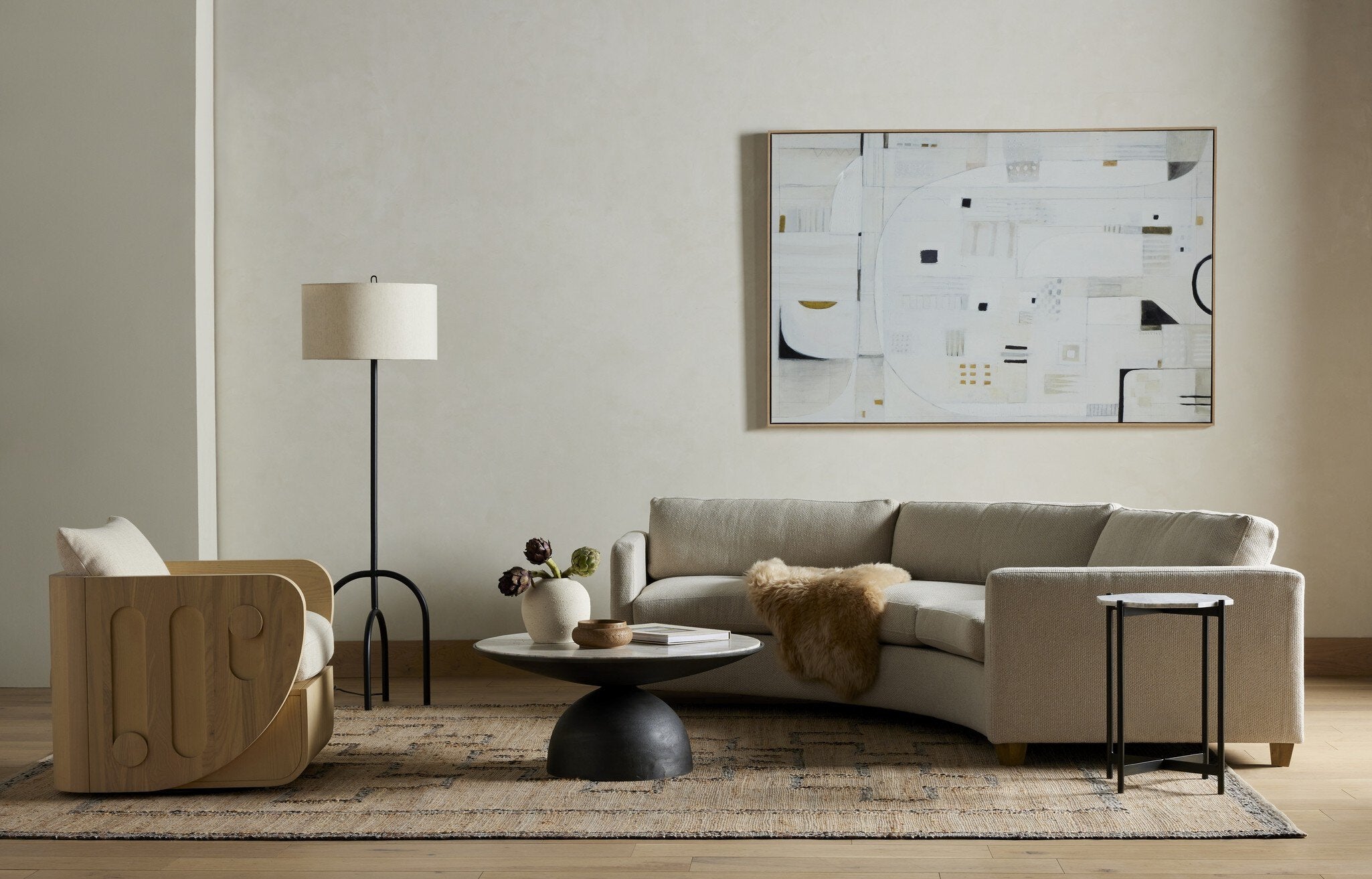 Corbett Coffee Table - Creamy Taupe Marble | Small