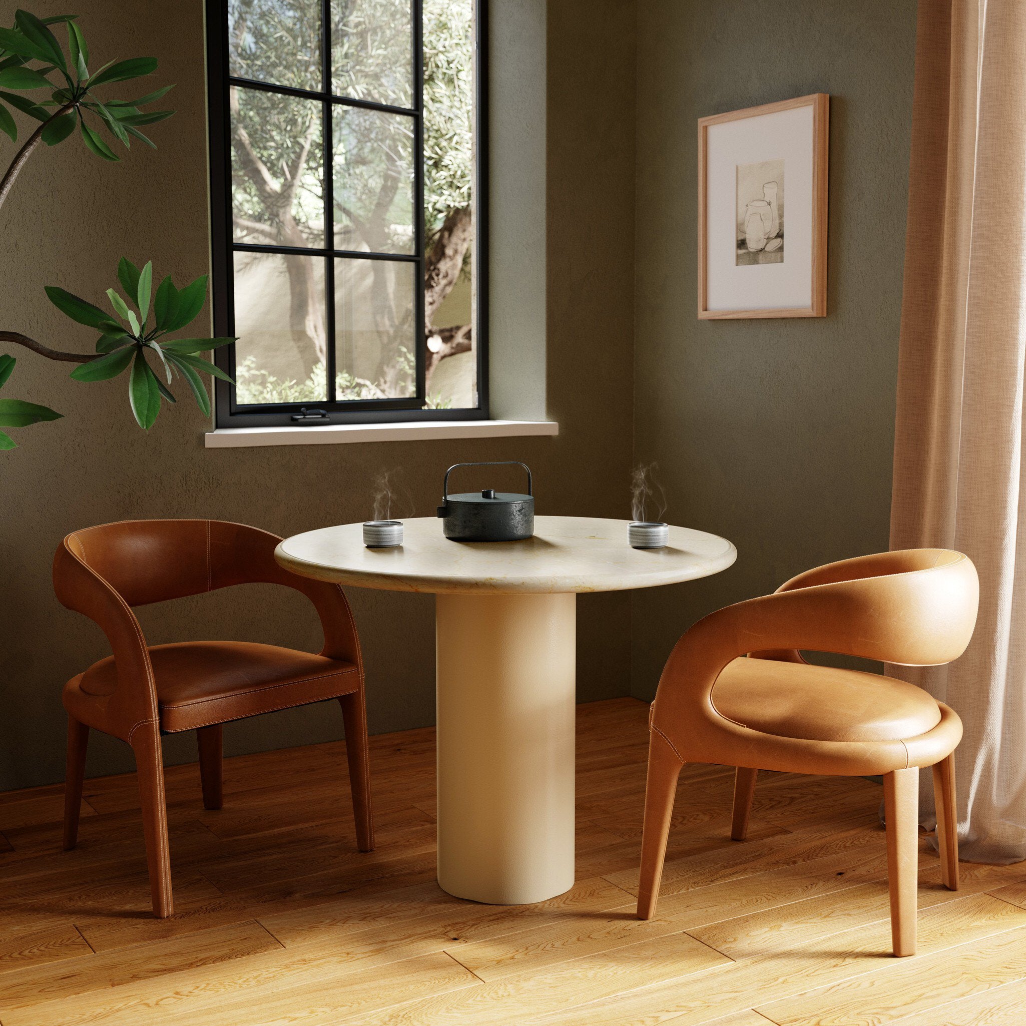 Belle Round Dining Table - Cream Marble