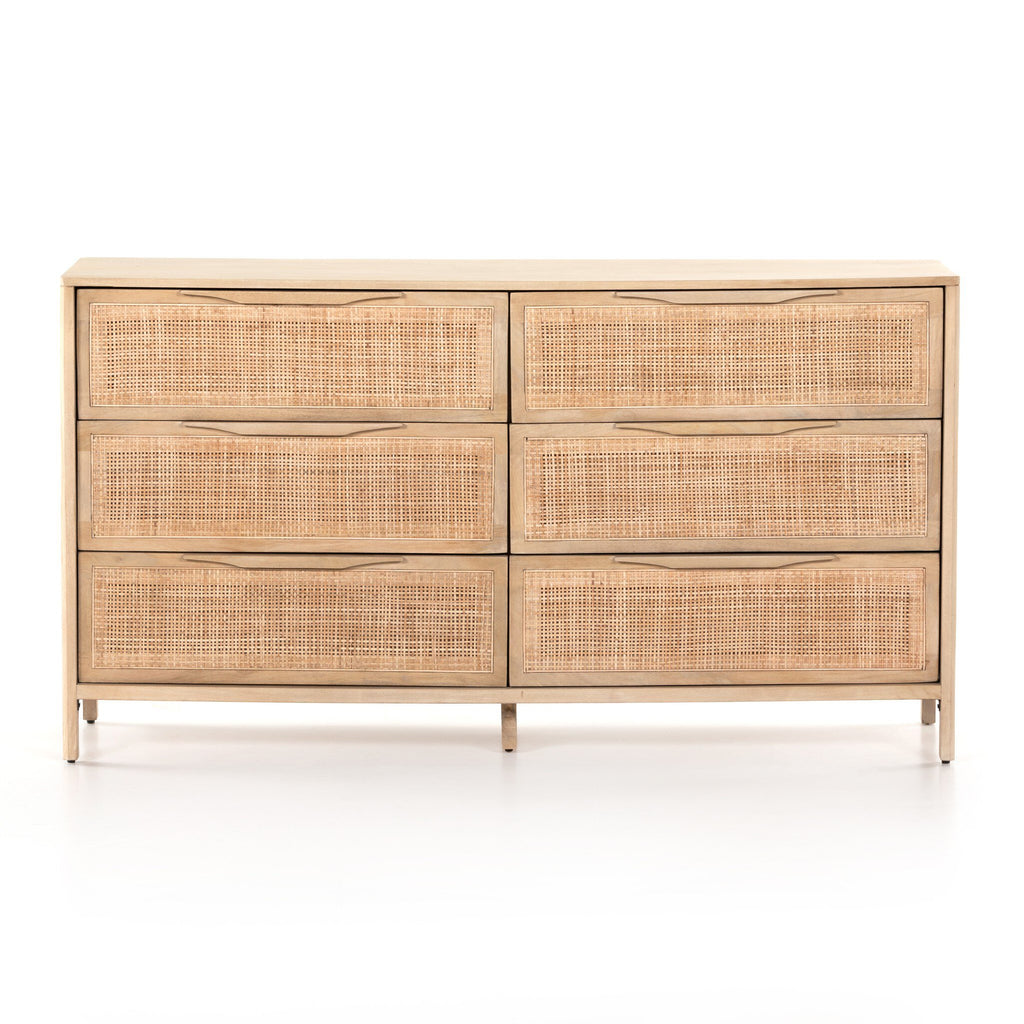 Sydney 6 Drawer Dresser - Natural Cane