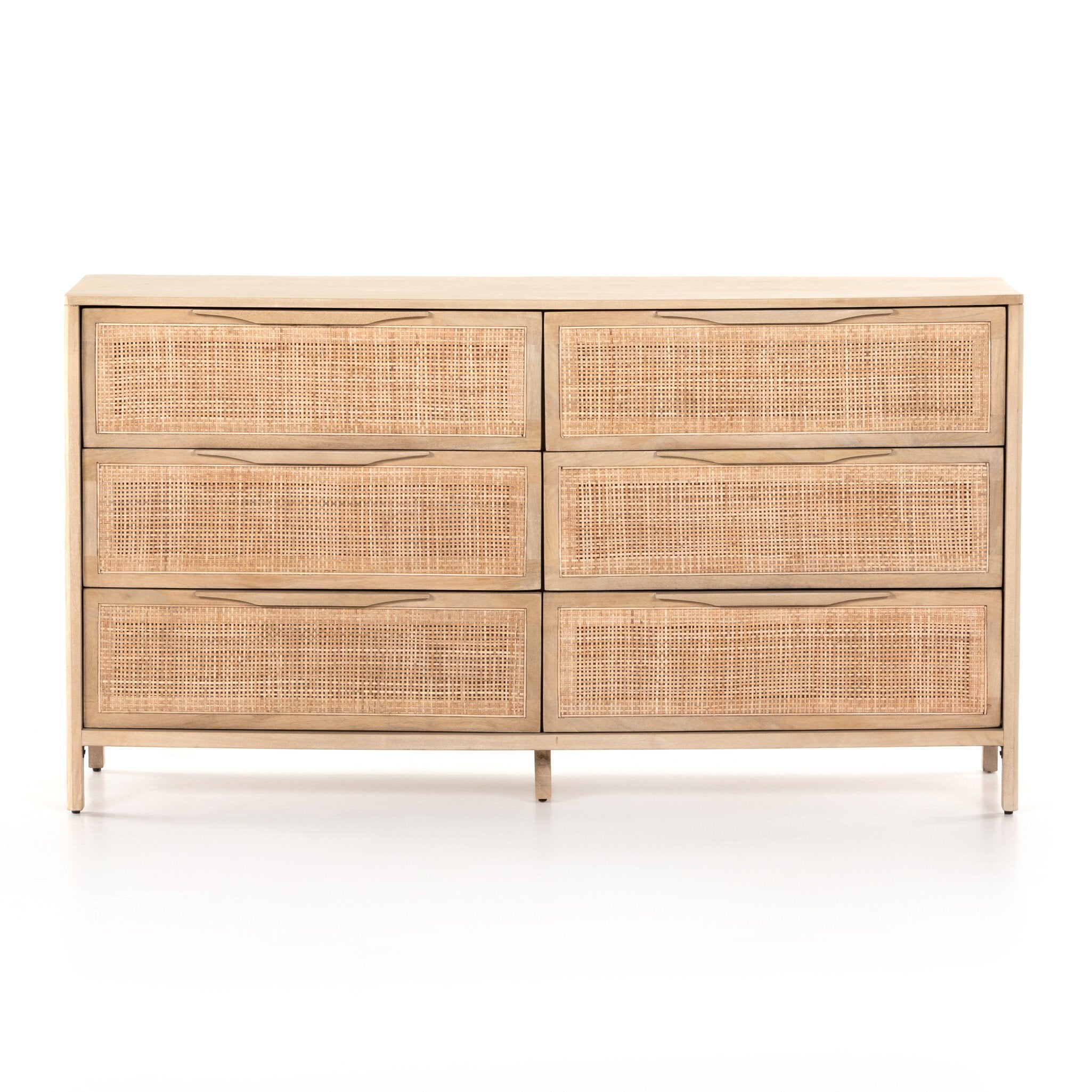 Sydney 6 Drawer Dresser - Natural Cane