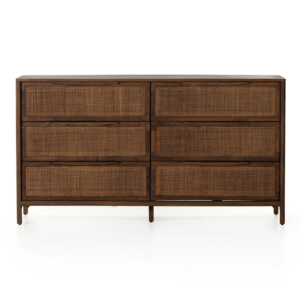 Sydney 6 Drawer Dresser - Brown Cane