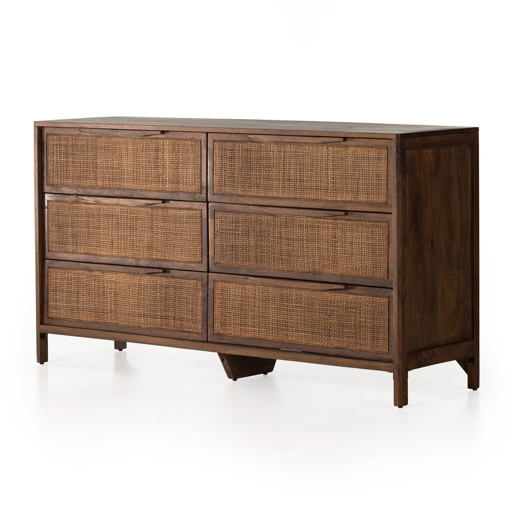 Sydney 6 Drawer Dresser - Brown Cane