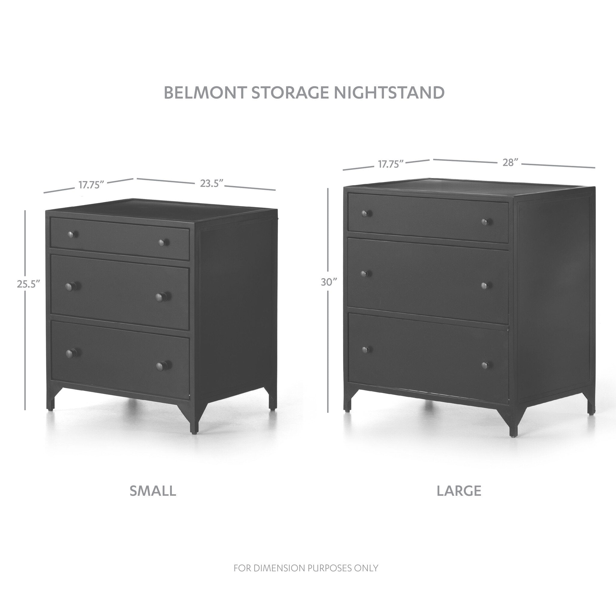 Belmont Large Storage Nightstand - Black