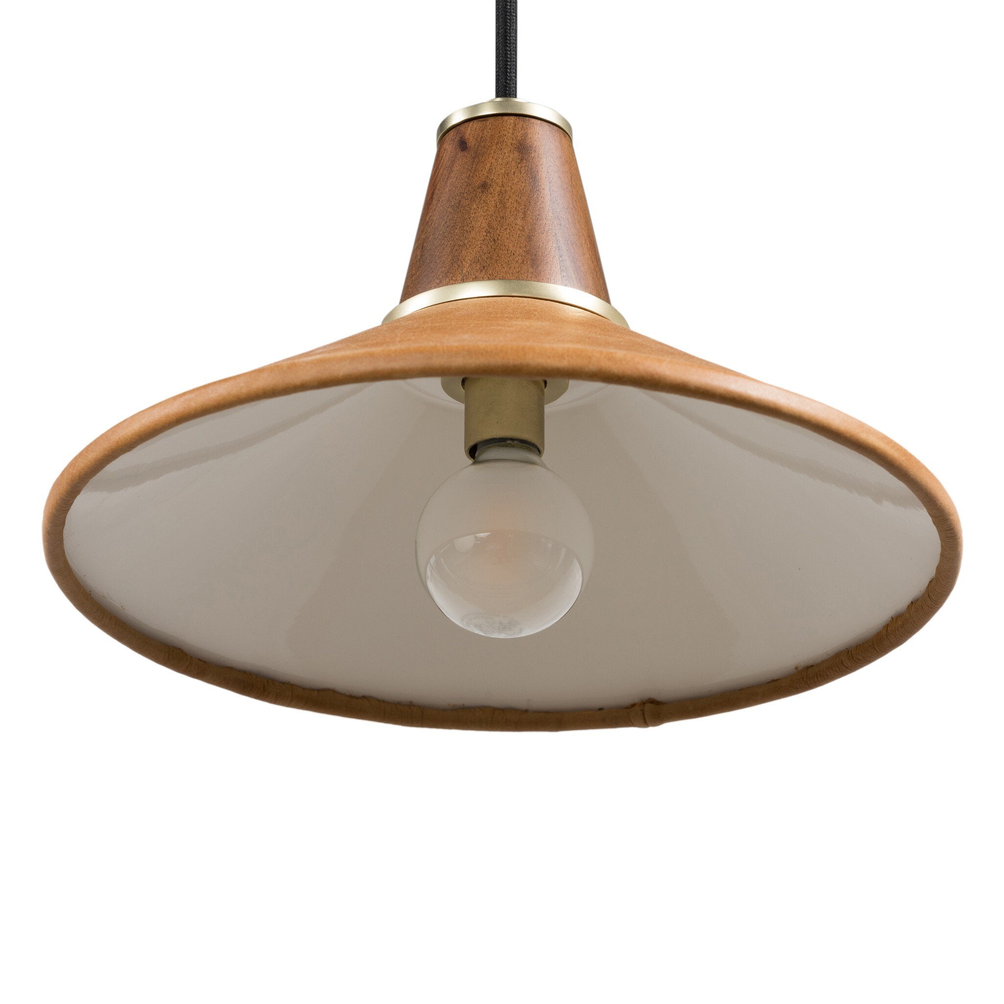 Cullen Pendant - Camel Leather | Shiny White