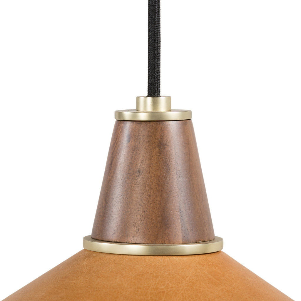 Cullen Pendant - Camel Leather | Shiny White