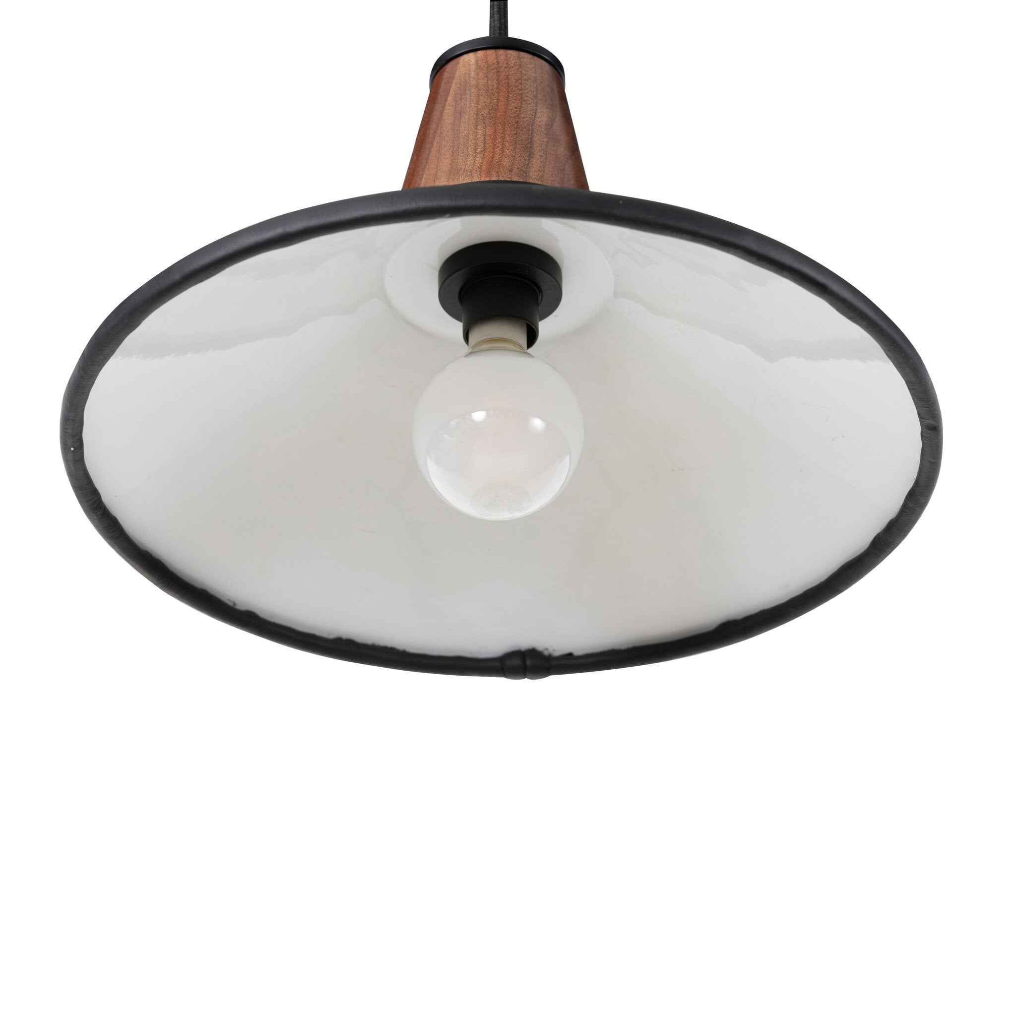 Cullen Pendant - Black Leather | Shiny White