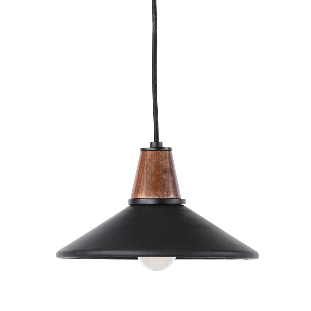 Cullen Pendant - Black Leather | Shiny White