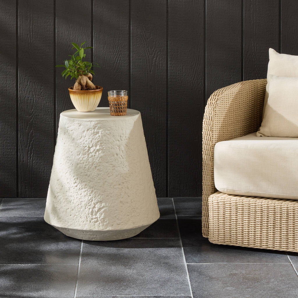 Otero Outdoor Tapered End Table - Matte Stone