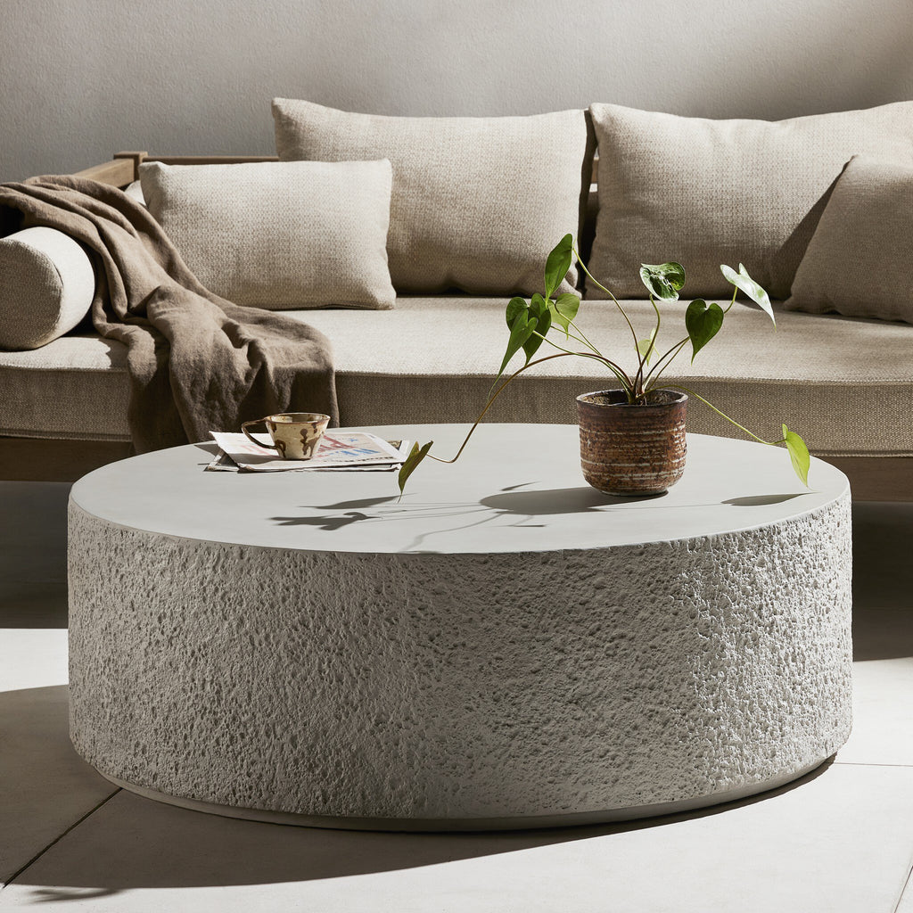 Otero Outdoor Round Coffee Table - Matte Stone