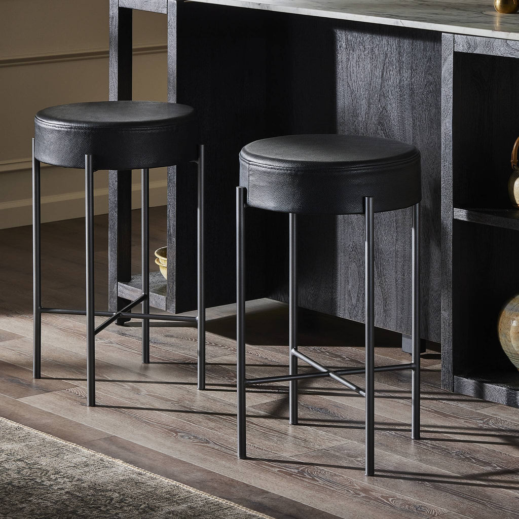 Nocona Bar Stool - Black Leather