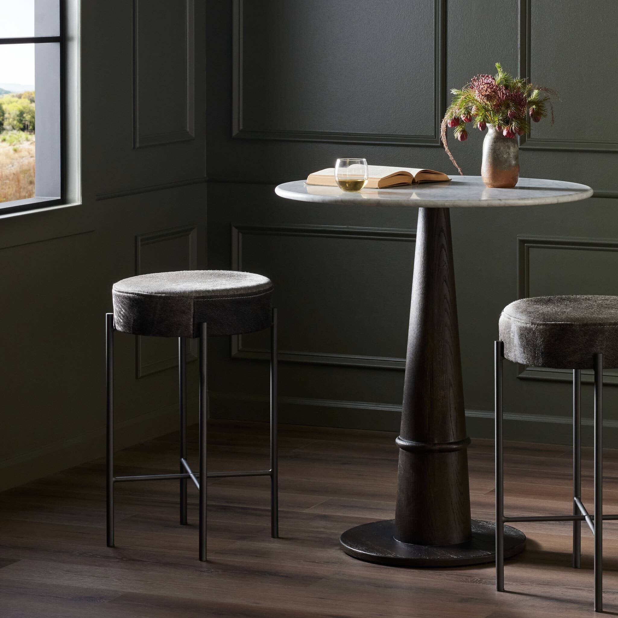 Nocona Counter Stool - Black & White Speckled Hide