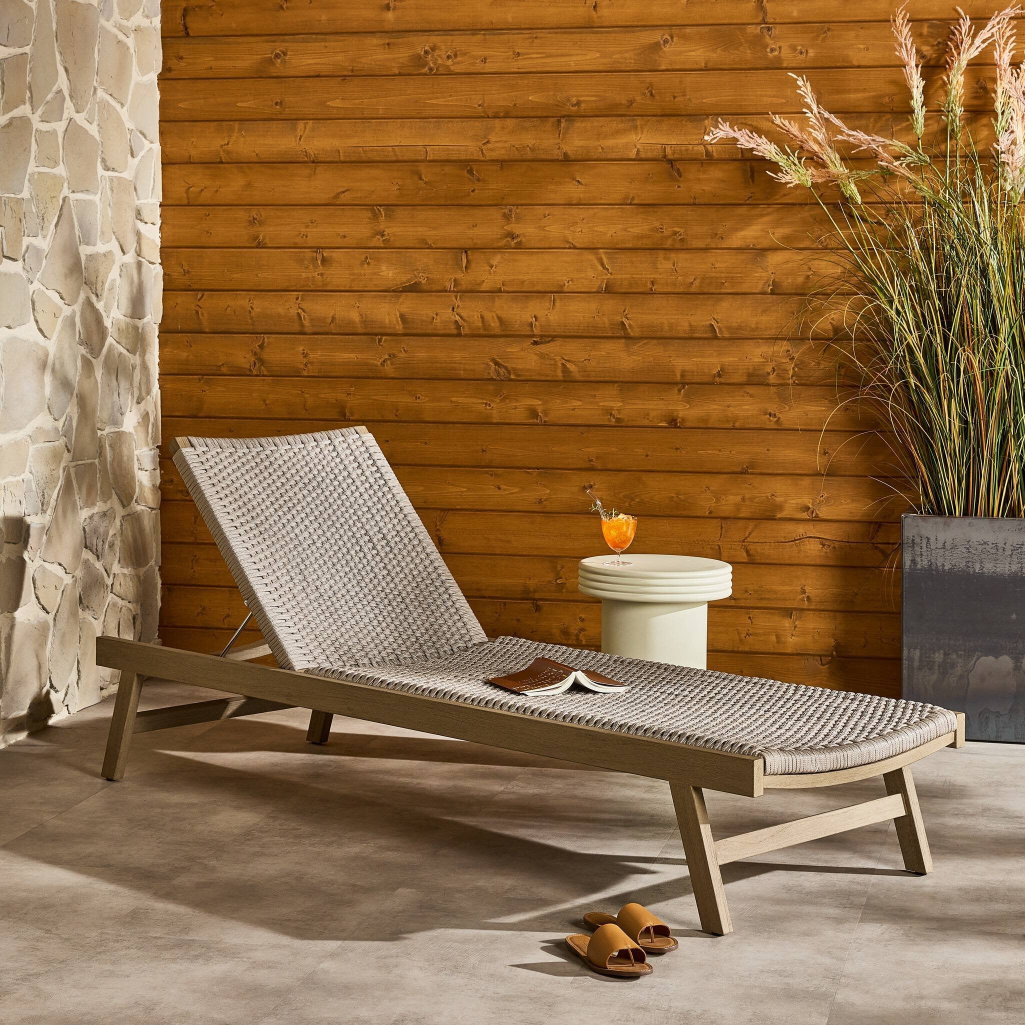 Delano Outdoor Chaise - Thick Grey Rope