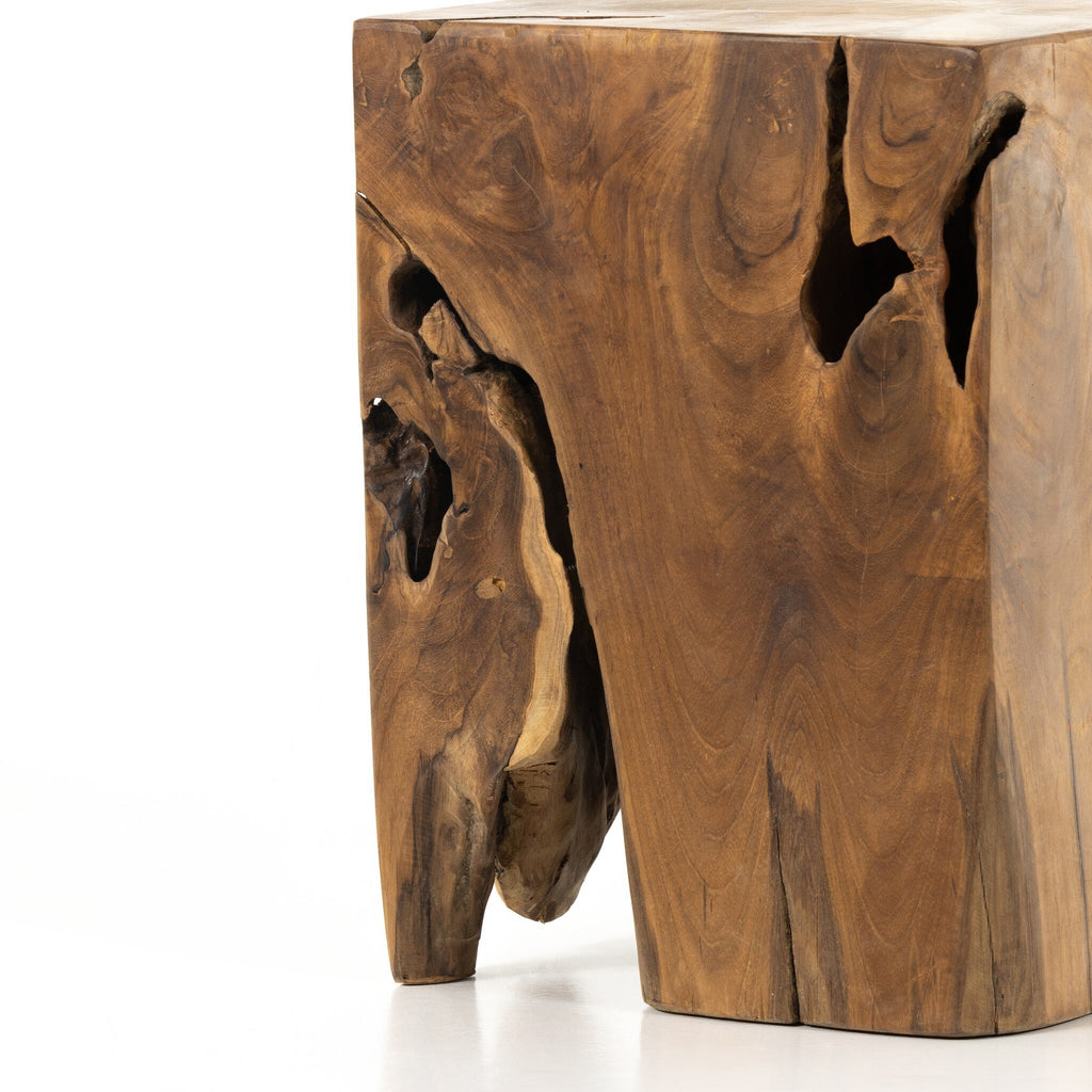 Teak Square Stool - Aged Natural Teak
