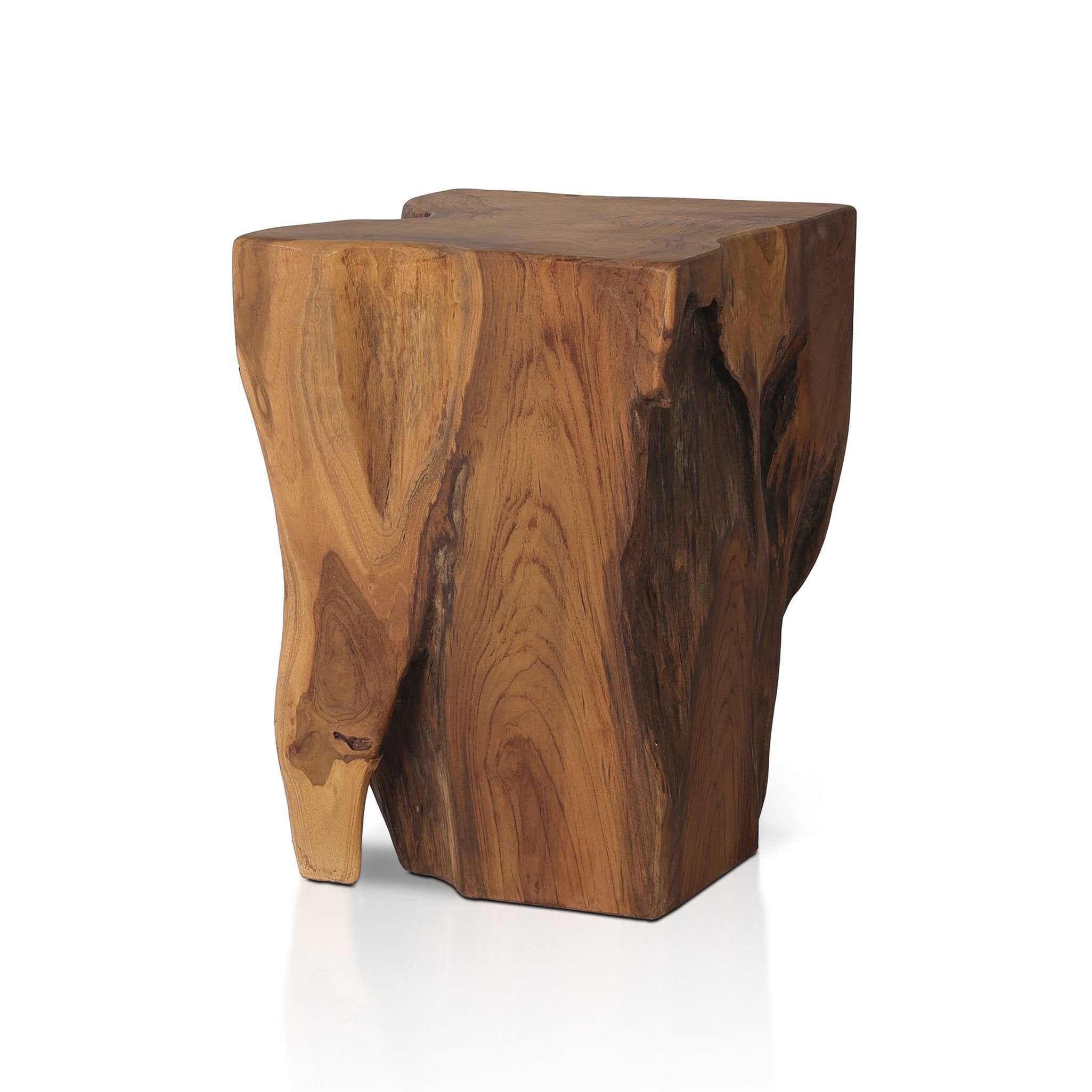 Teak Square Stool - Aged Natural Teak