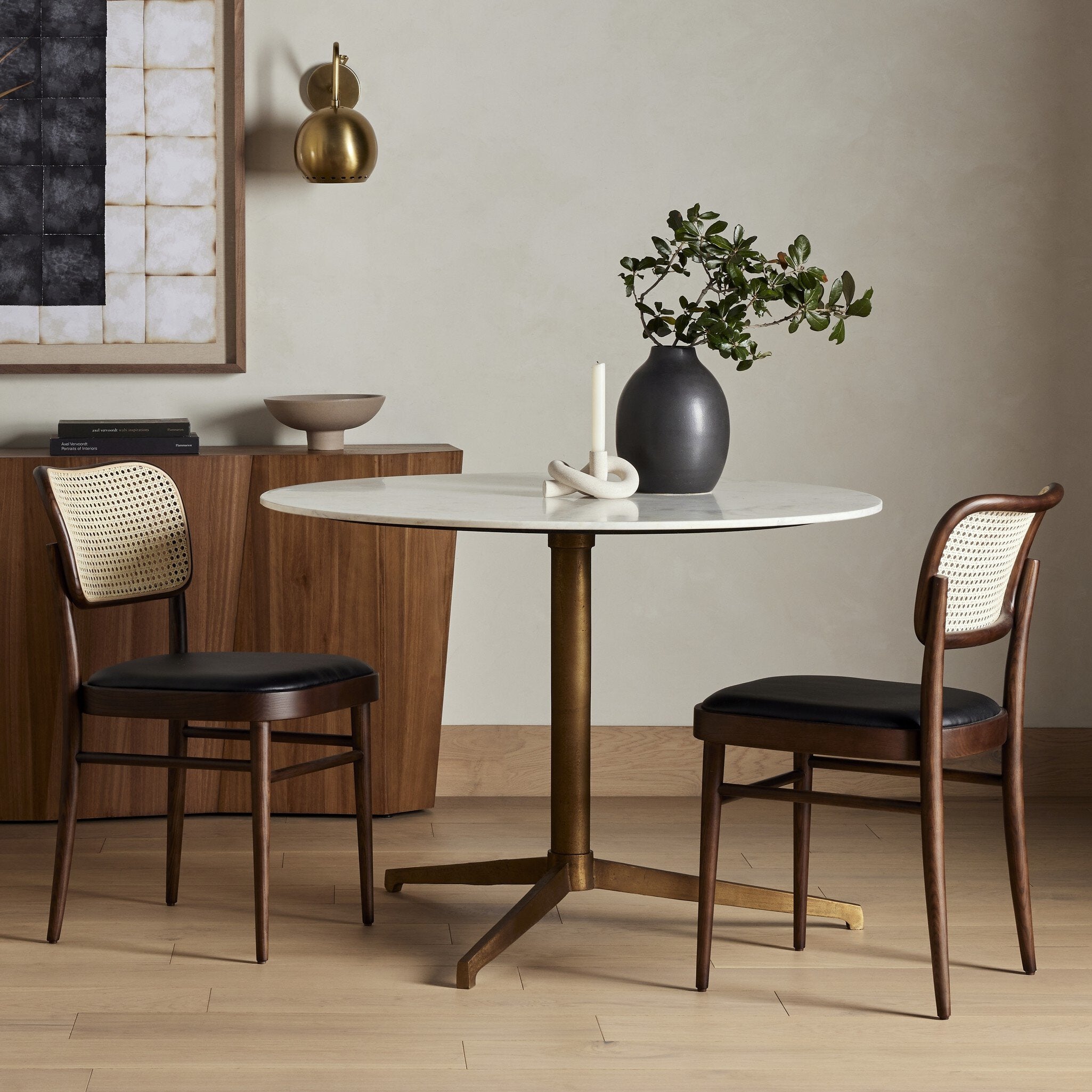 Helen Round Bistro Table - Polished White Marble