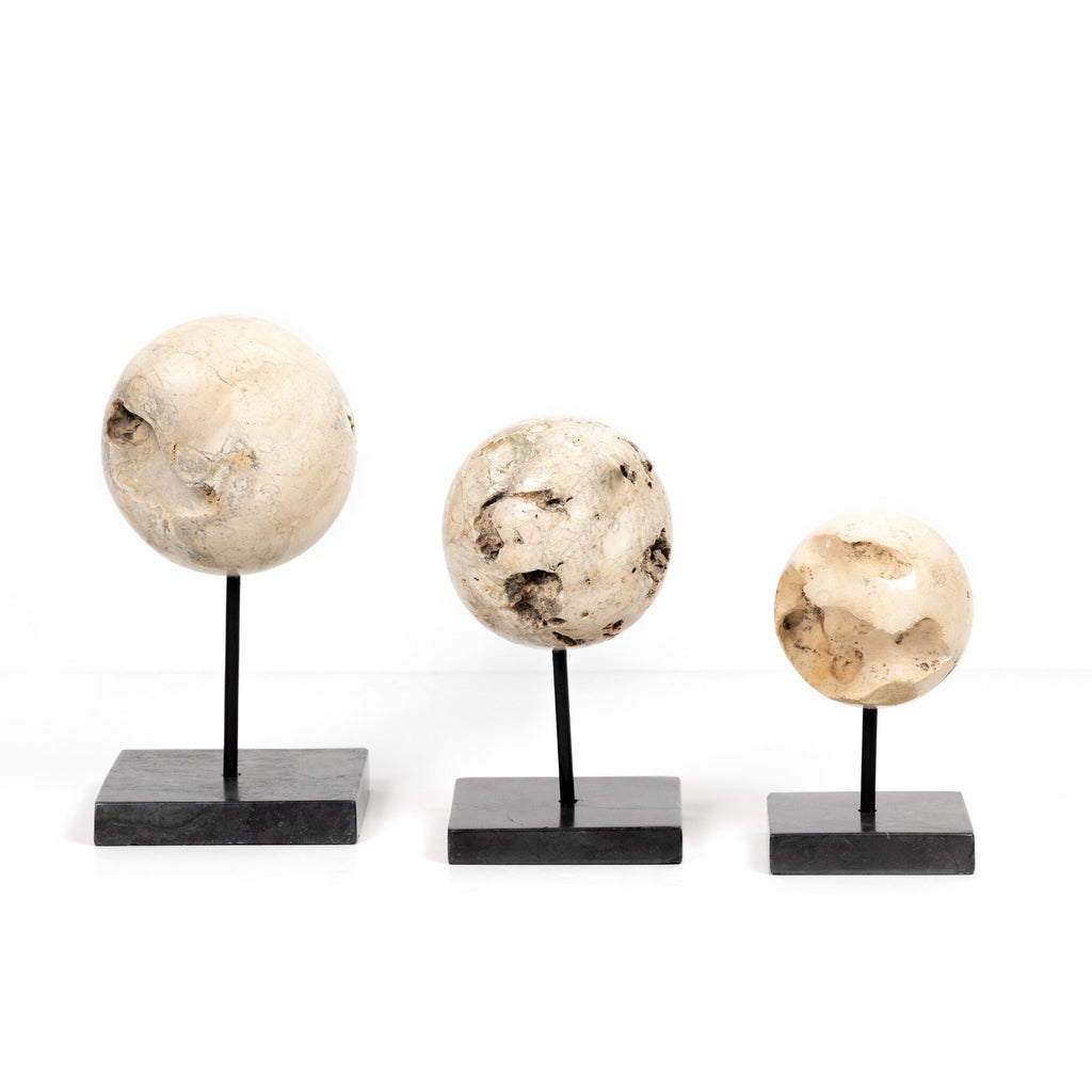 Organic Stone Sculptures, Set Of 3 - Black Marble