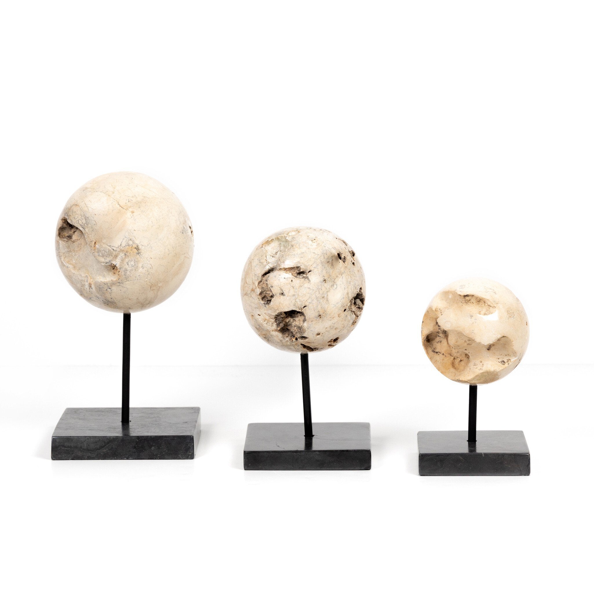 Organic Stone Sculptures, Set Of 3 - Black Marble