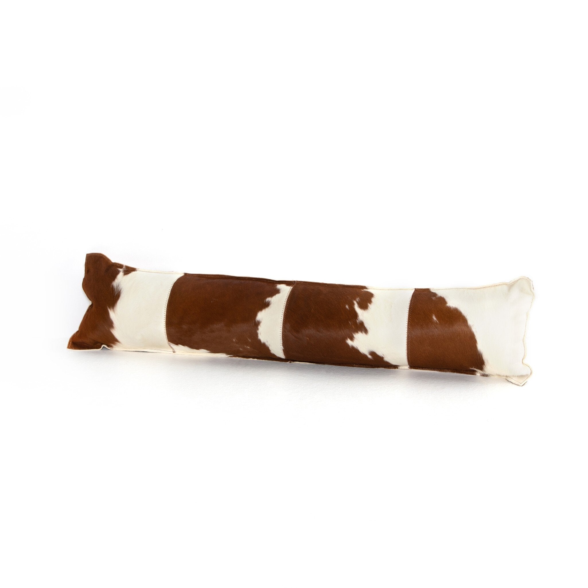 Modern Cowhide Lumbar Pillow - Brown & White Hair on Hide