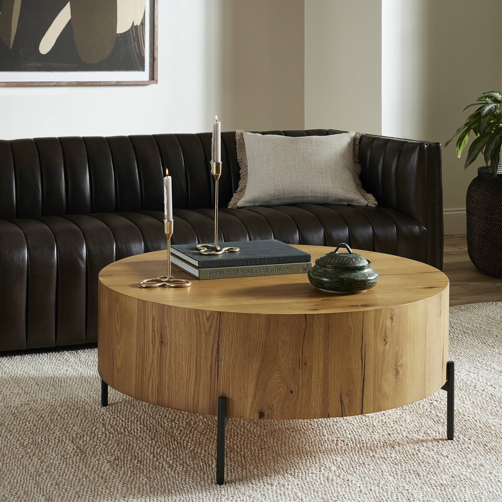 Eaton Drum Coffee Table - Light Oak Resin