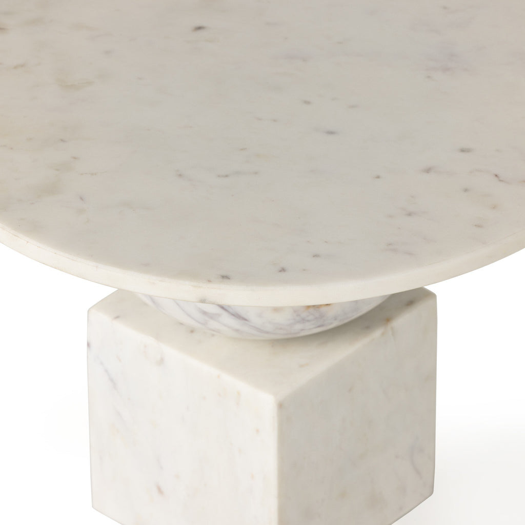 Neda End Table - Polished White Marble