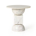 Neda End Table - Polished White Marble