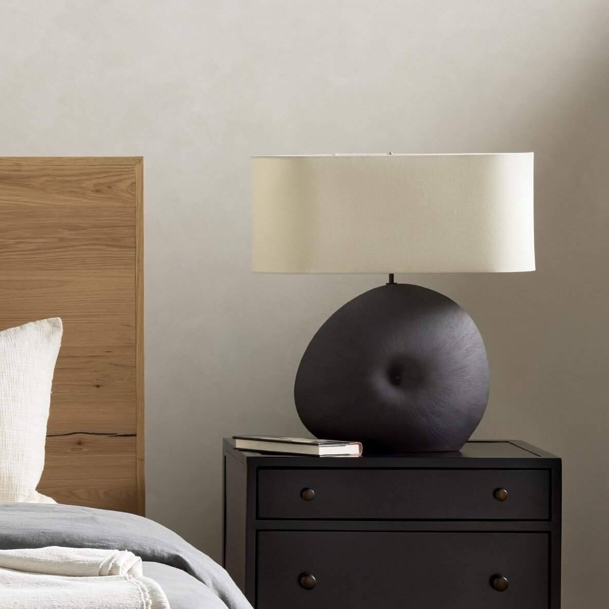 Busaba Table Lamp - Textured Matte Black Porcelain Ceramic