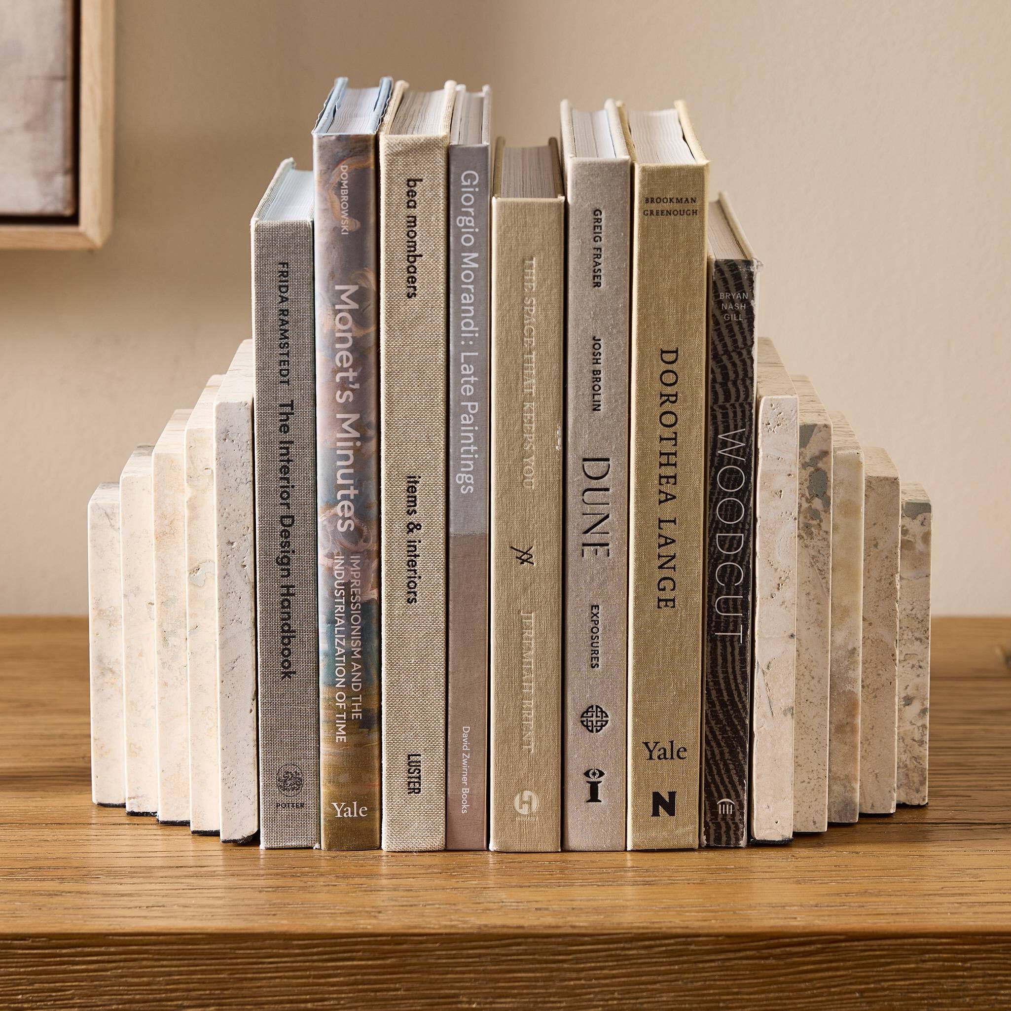 Stepped Bookends - White Travertine