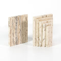 Stepped Bookends - White Travertine