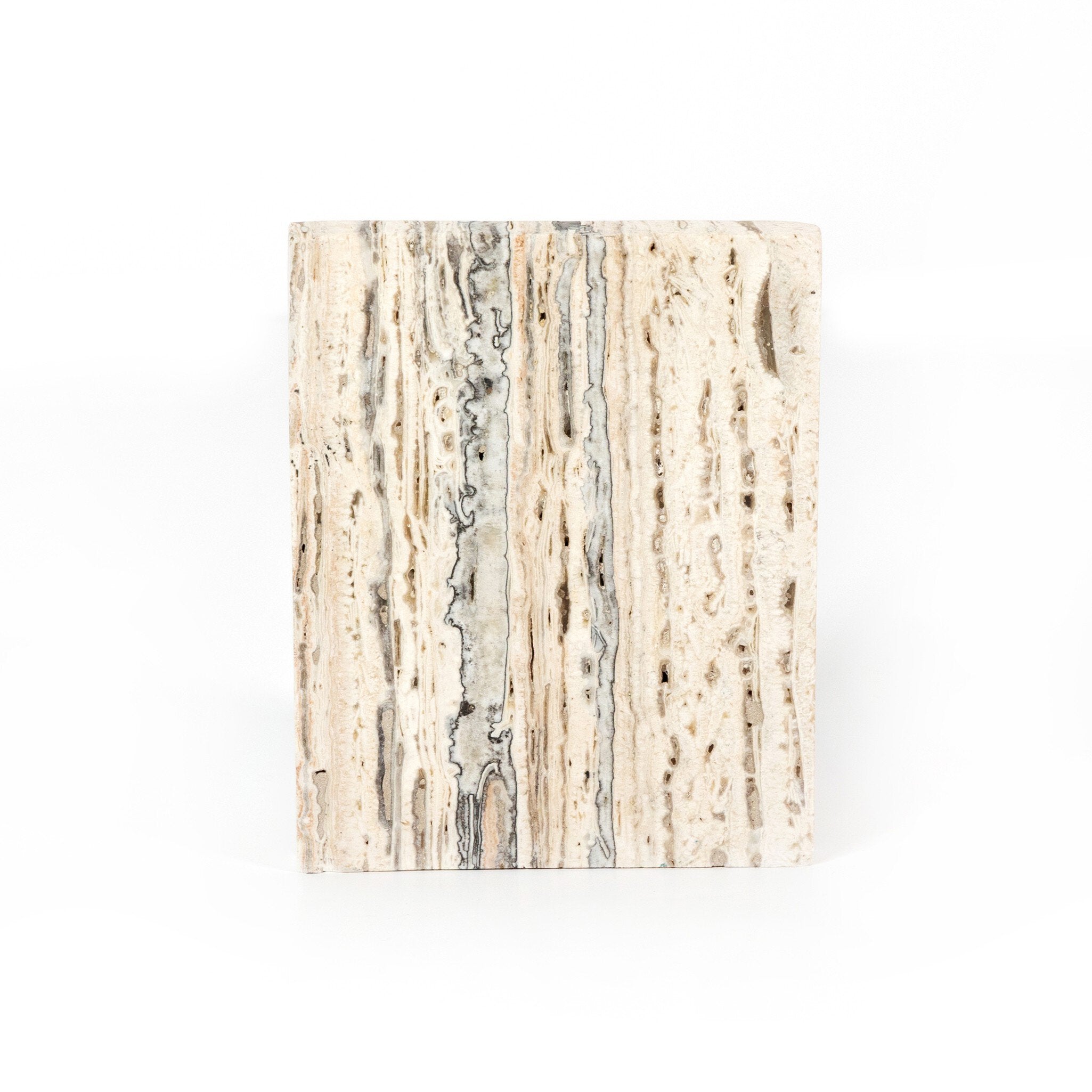 Stepped Bookends - White Travertine