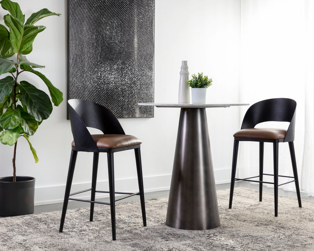 Dezirae Barstool - Black - Cognac Leather