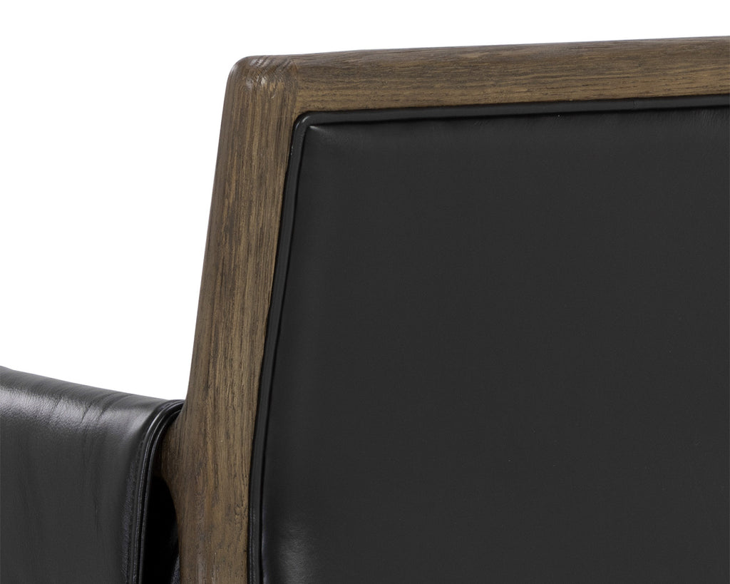 Mauti Dining Armchair - Distressed Brown - Cortina Black Leather