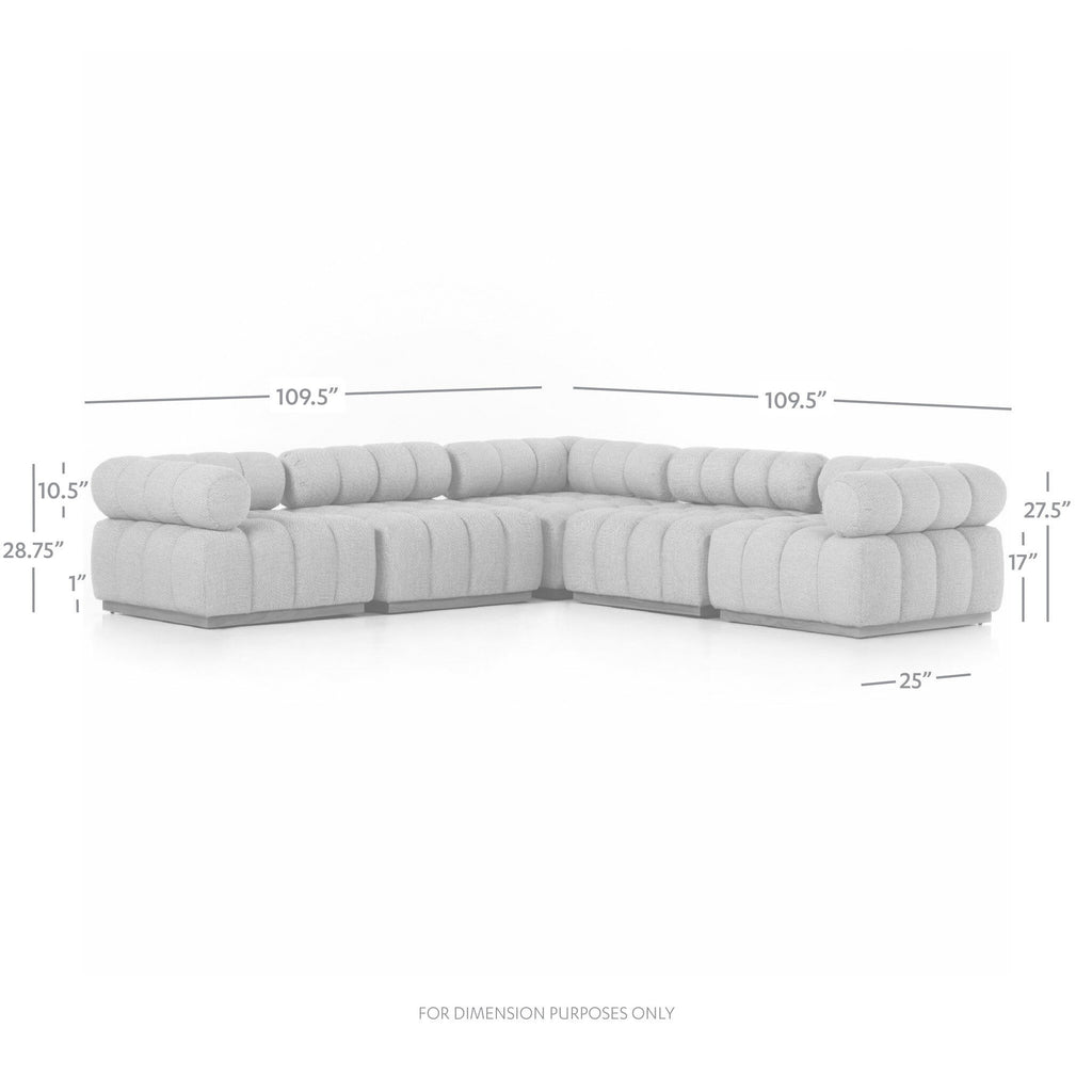Roma Outdoor 5-Piece Sectional - Faye Ash
