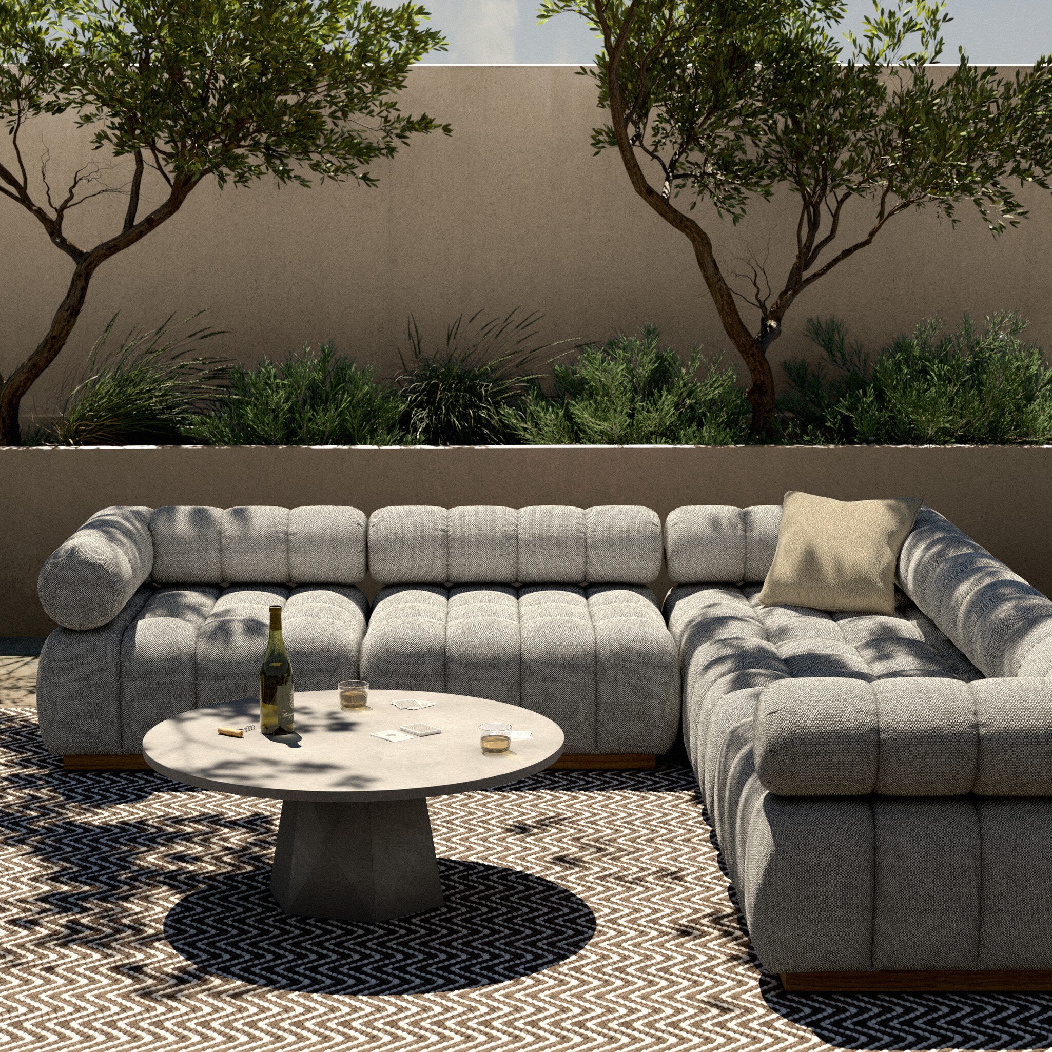 Roma Outdoor 5-Piece Sectional - Faye Ash
