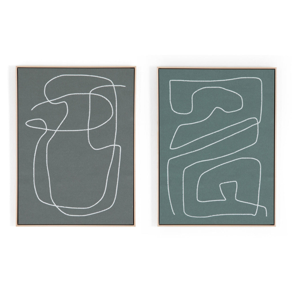 Line Abstract Set by Dan Hobday - Natural Maple Floater