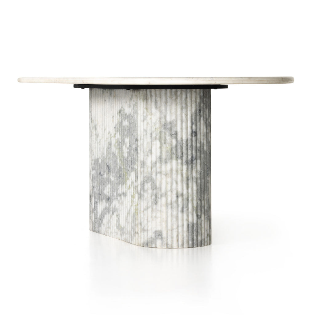 Oranda Dining Table - Polished White Marble w/ Sealant