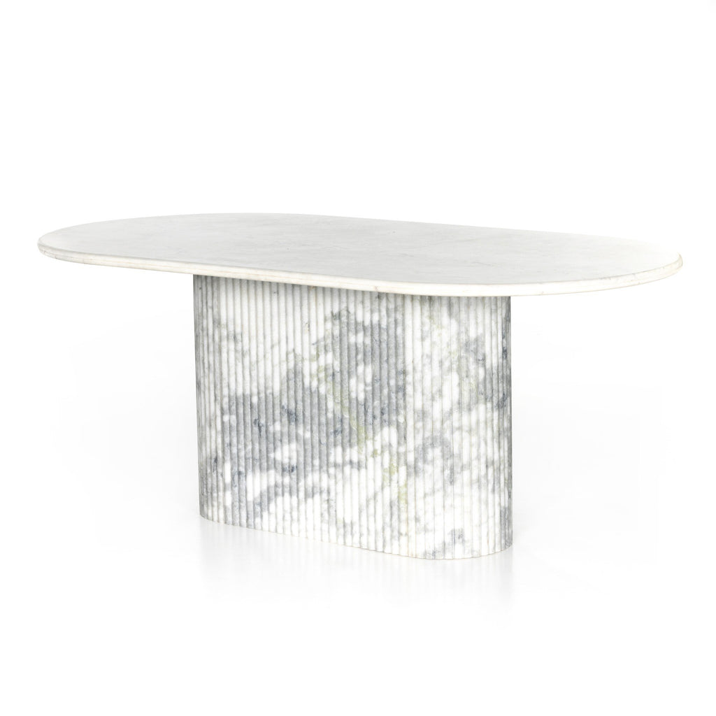 Oranda Dining Table - Polished White Marble w/ Sealant