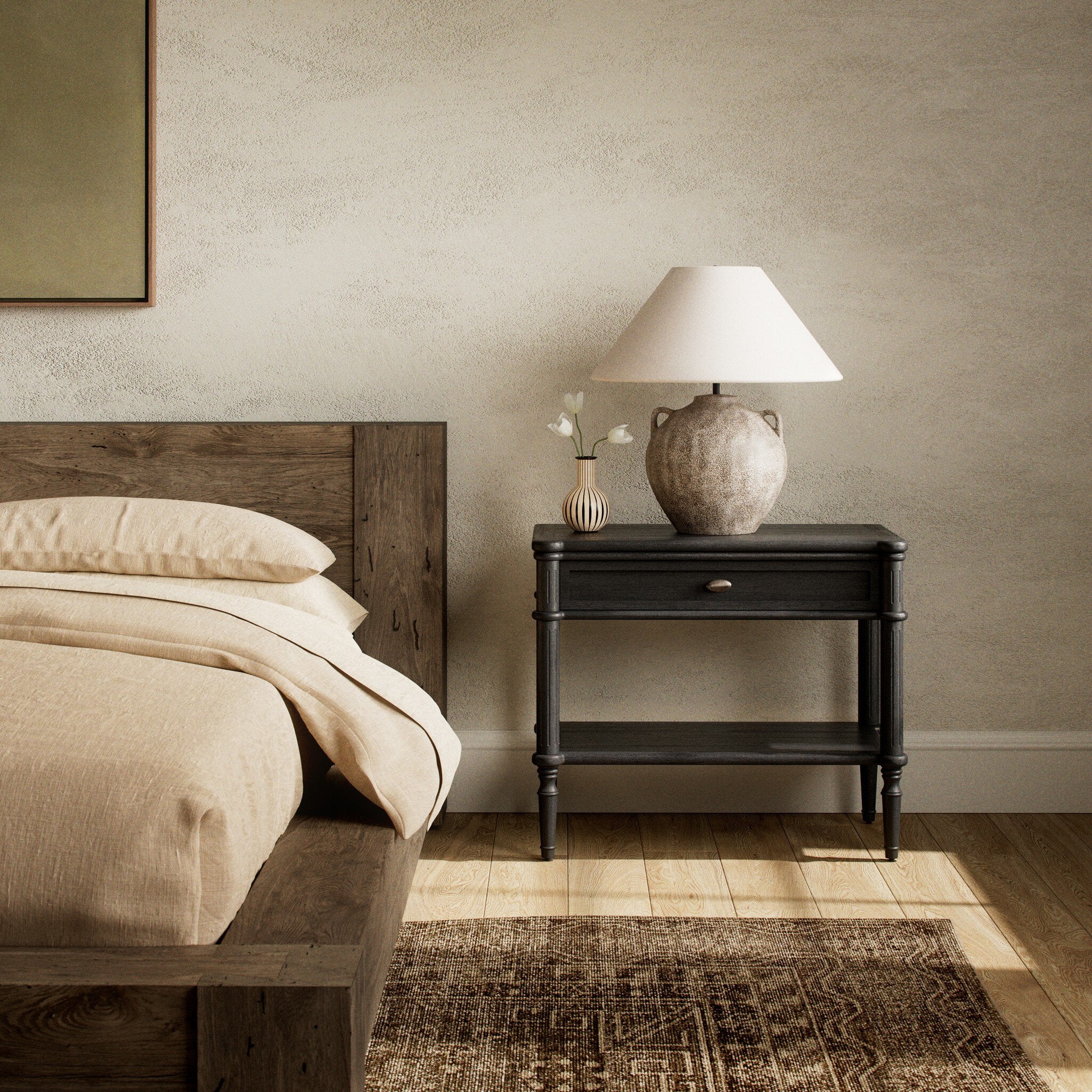 Toulouse Nightstand - Distressed Black Oak