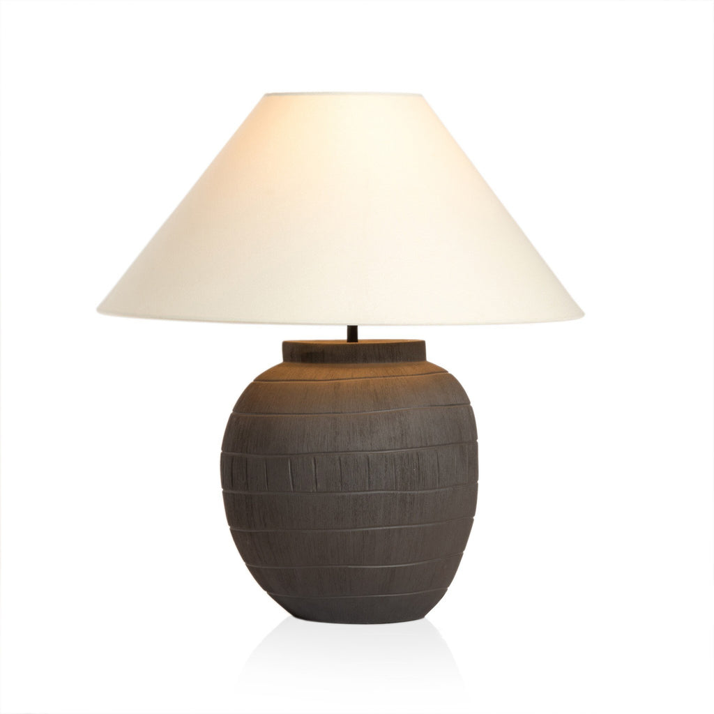Muji Table Lamp - Textured Matte Black Porcelain Ceramic