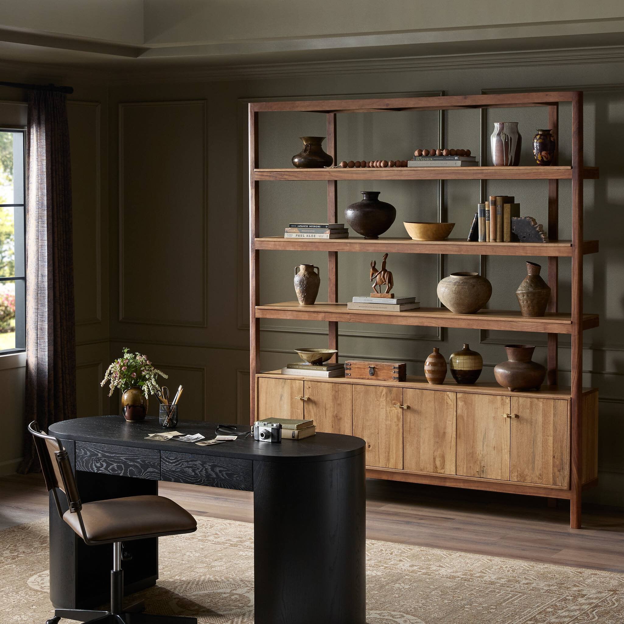 Reza Wide Bookcase - Toasted Acacia