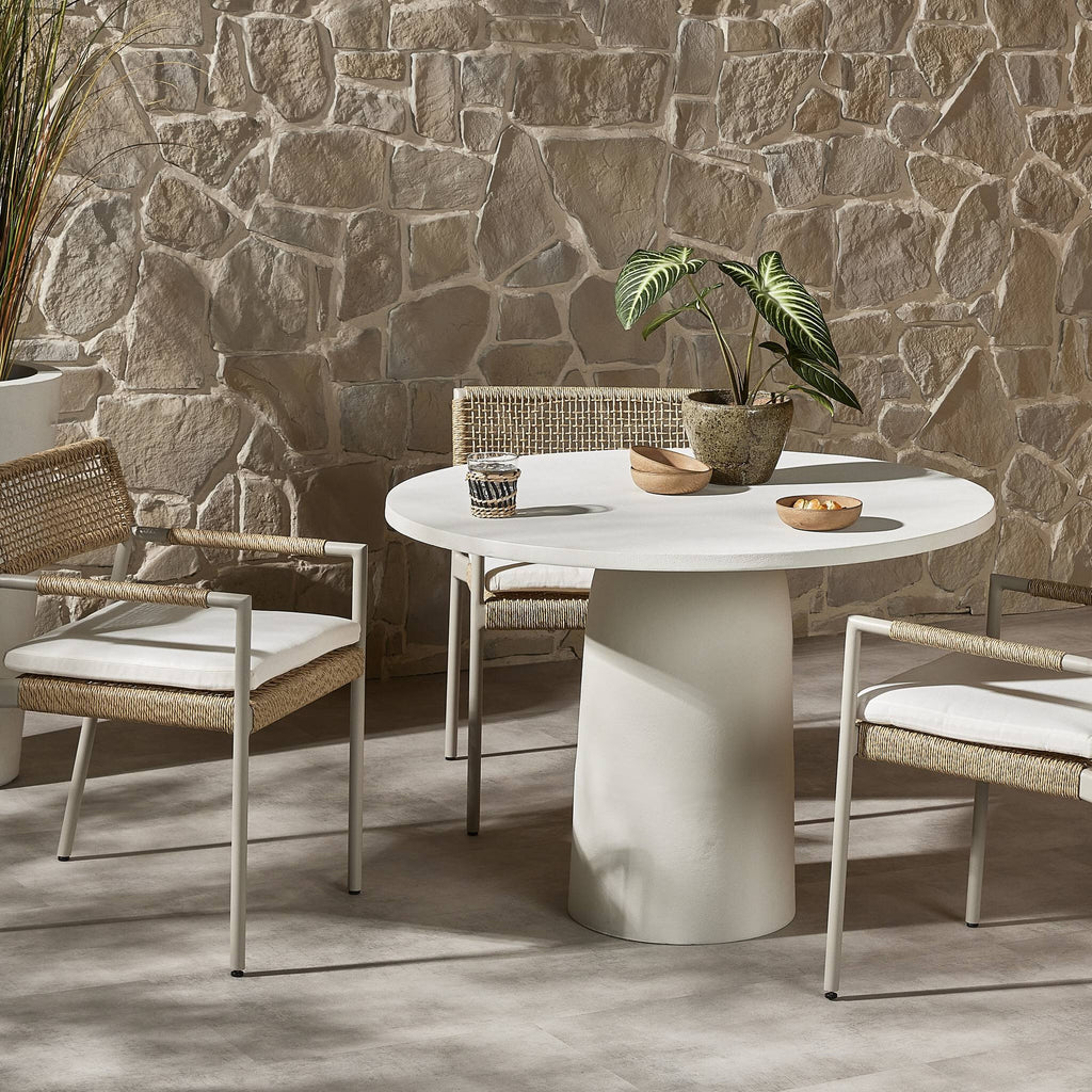 Basil Outdoor Dining Table 42" - Matte White Cast Aluminum