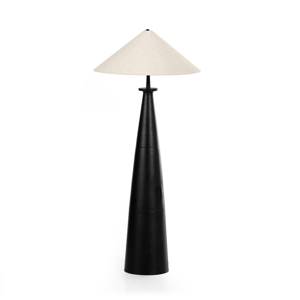 Innes Tapered Shade Floor Lamp - Matte Black Cast Aluminum