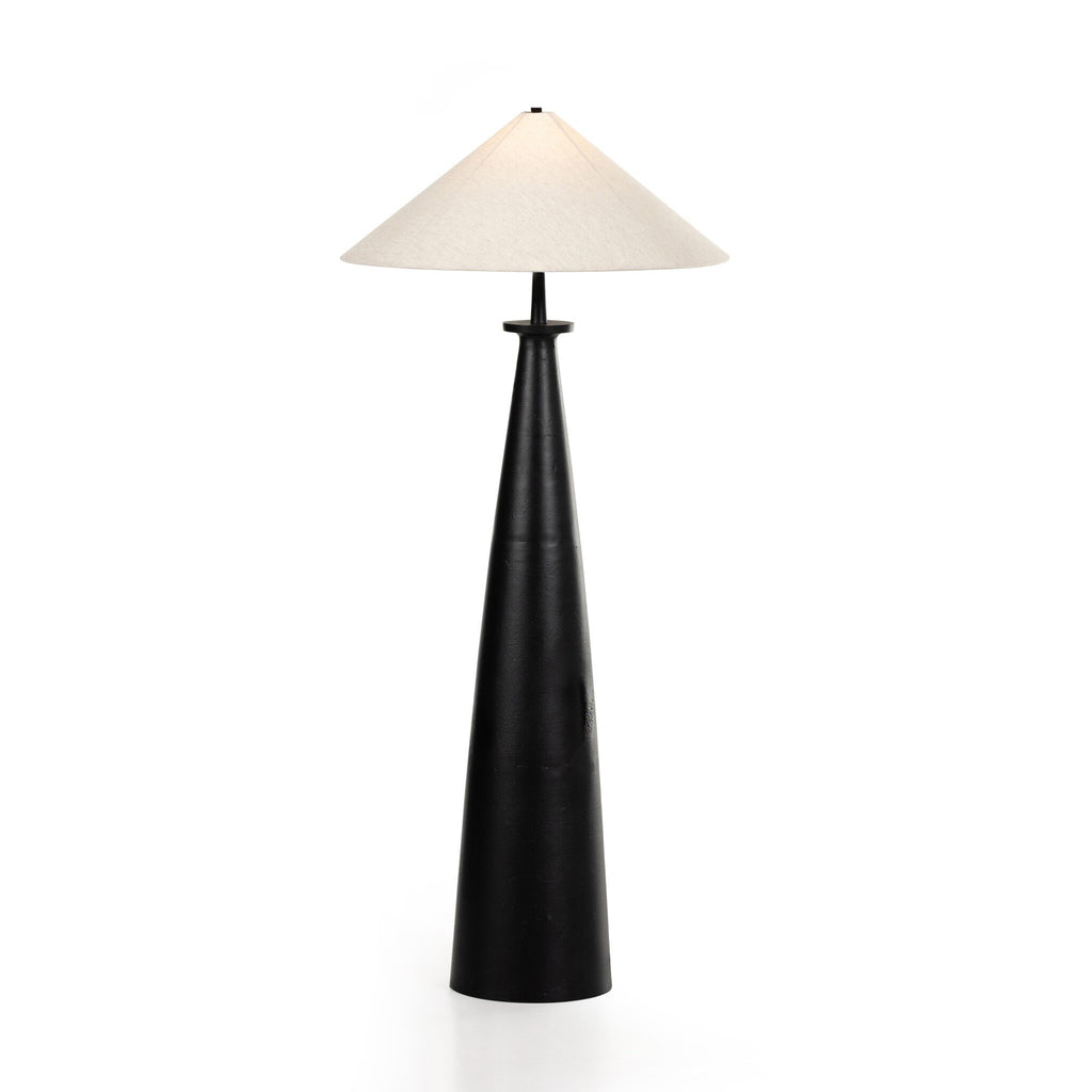 Innes Tapered Shade Floor Lamp - Matte Black Cast Aluminum