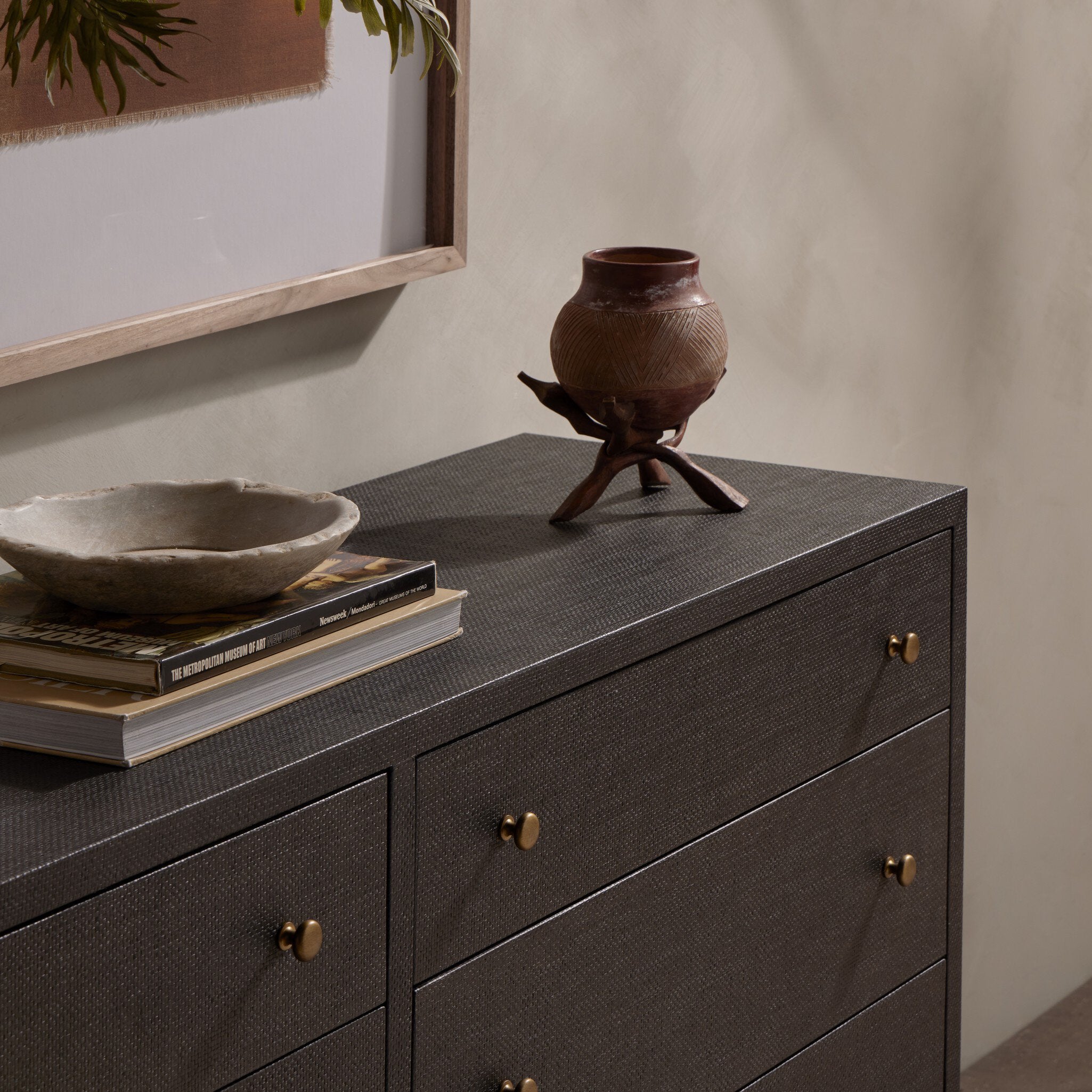 Fiona 6 Drawer Dresser - Black Raffia