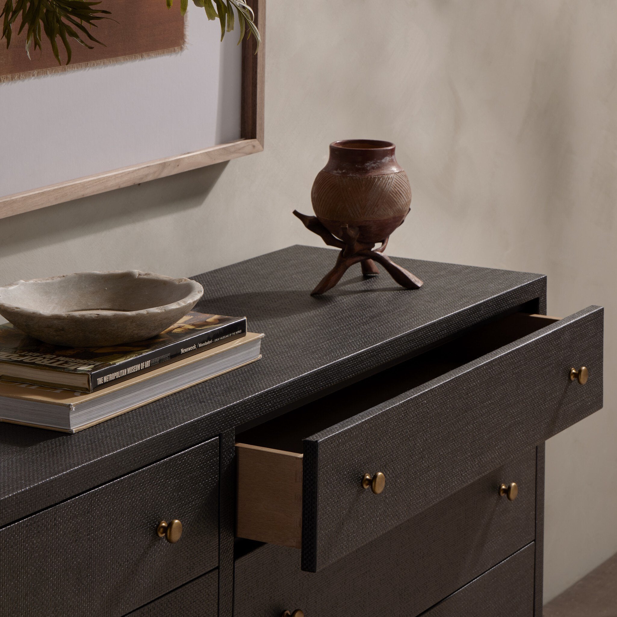 Fiona 6 Drawer Dresser - Black Raffia